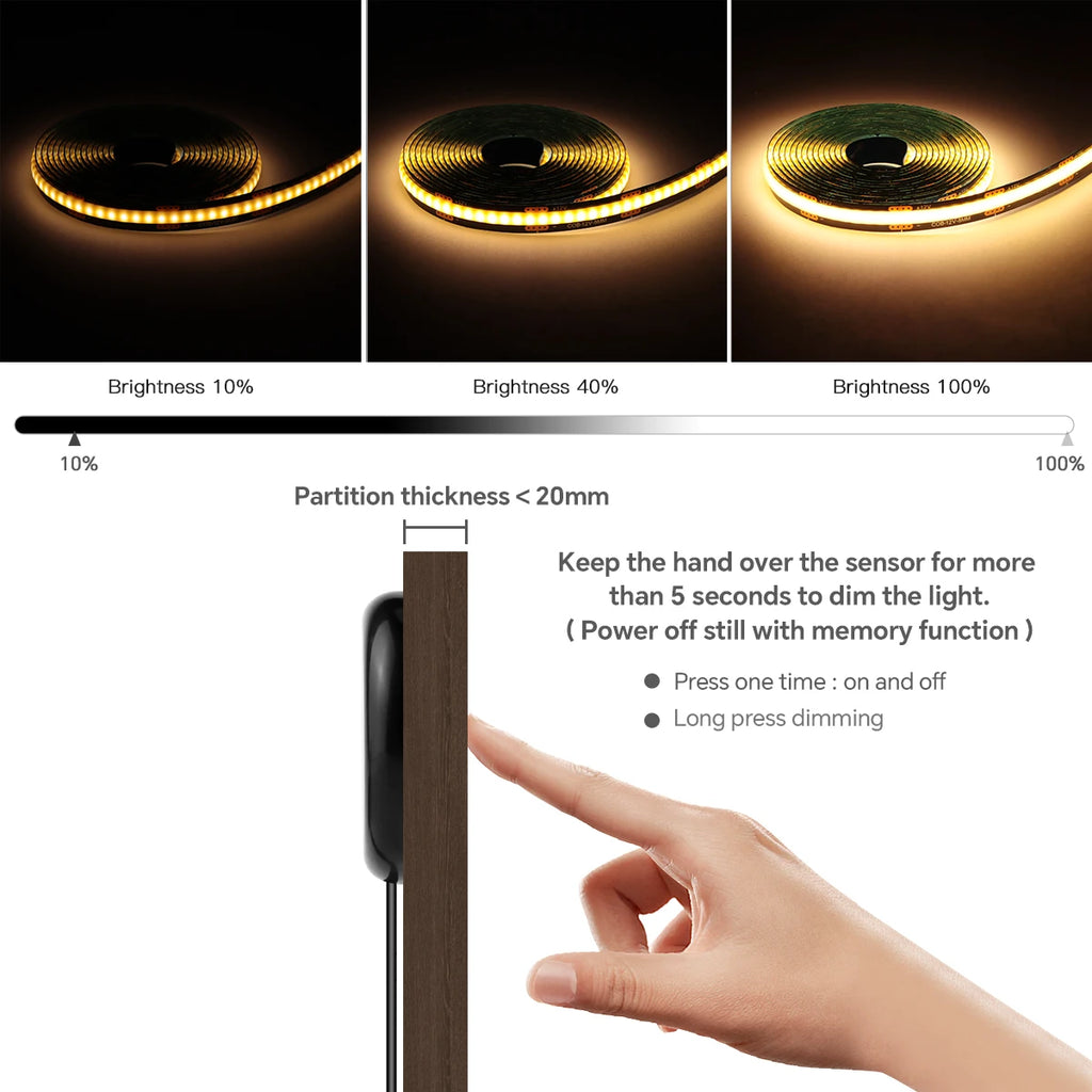 Tira de Luz LED Táctil con Tecnología COB